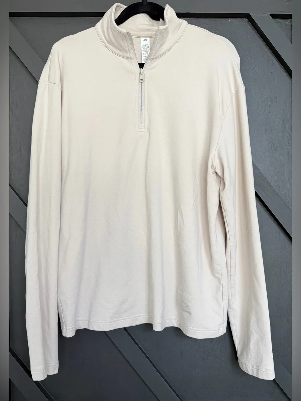 Alo Double Take Long Sleeve 1/4 Zip in Bone, Size Medium